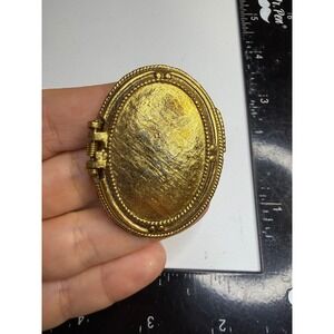 Max Factor Hypnotique Cream Perfume Compact Golden Keepsake Gold Tone Oval
